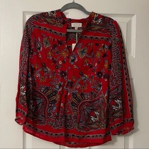 Lucky Brand Red Paisley Blouse